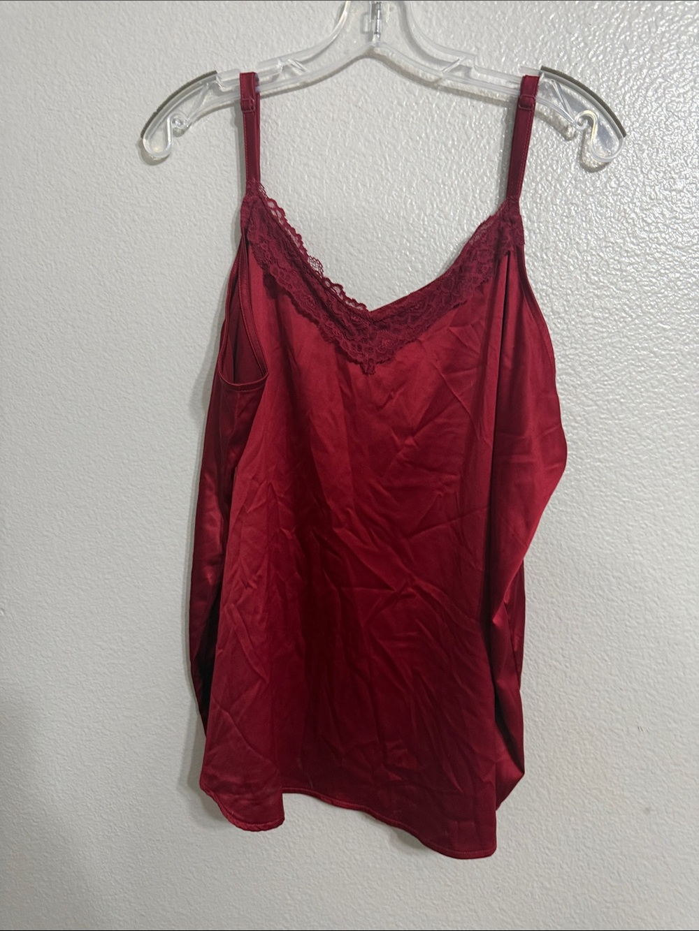 torrid sleep Satin Lace Trim Cami in Burgundy size 1
